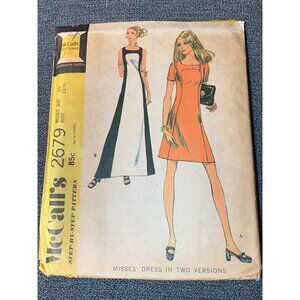 McCalls 2679 Misses Dress Pattern  Size 10 Vintage 1970 Sewing Uncut